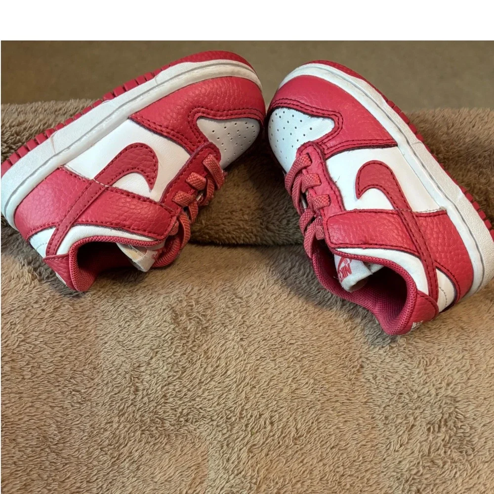 Nike Dunk Low Toddler Sneakers Gypsy Rose Pink White Leather Shoes‎ Size 6C VGUC